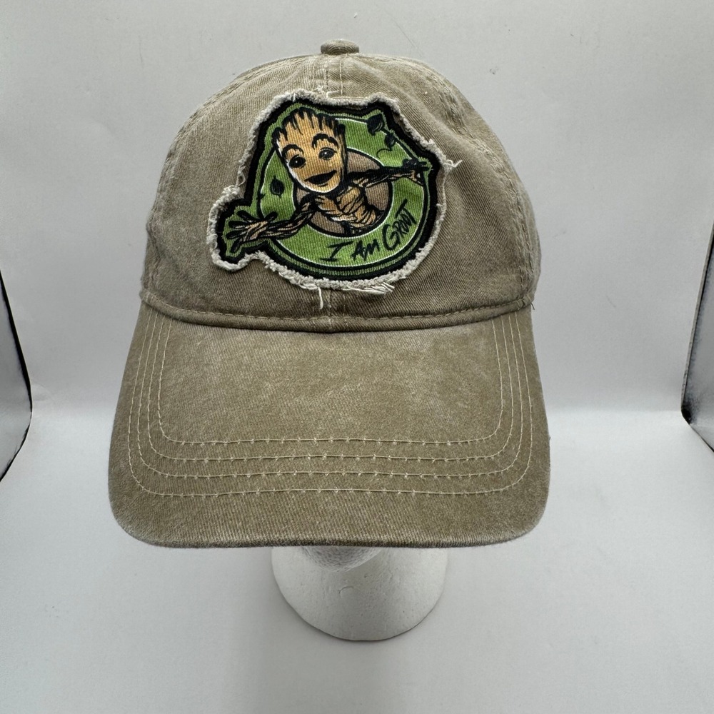 Marvel Guardians of the Galaxy Hat Adult Tan Groot I Am Groot Distressed Cap